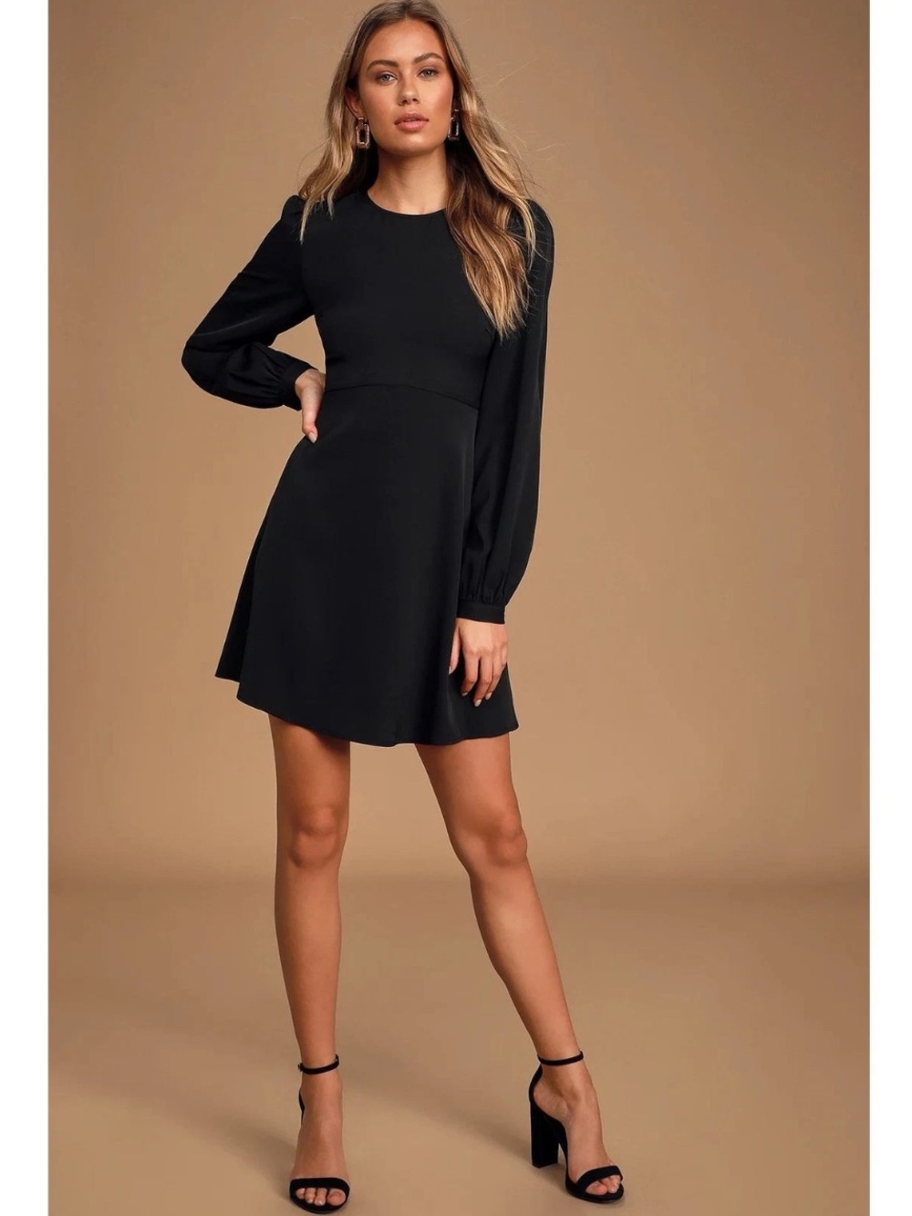 Lulus Follow Me Black Long Sleeve Mini Dress